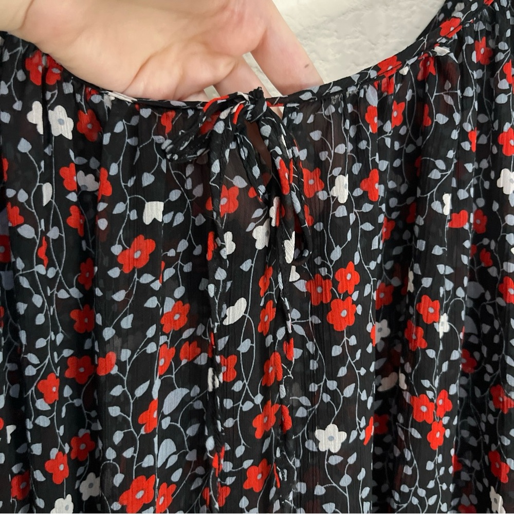 Pure Energy Navy Blouse Red White Blue Floral Shirt Flowy Top Target Plus Sz 1X - Picture 5 of 11